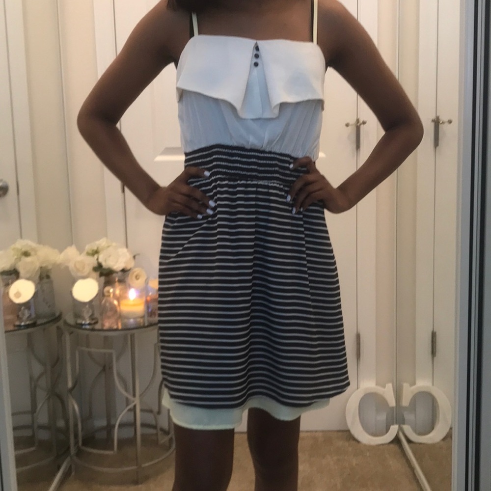 JOLT Yellow w Black & White Stripes Mini Dress - Picture 7 of 7